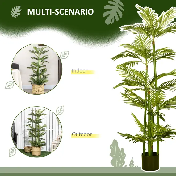 Buy Artificial Plant Tropical Palm in Pot, Fake Plants for Home Indoor Outdoor Decor, 15x15x140cm, 5 image