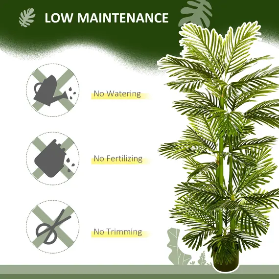 Buy Artificial Plant Tropical Palm in Pot, Fake Plants for Home Indoor Outdoor Decor, 15x15x140cm, 6 image
