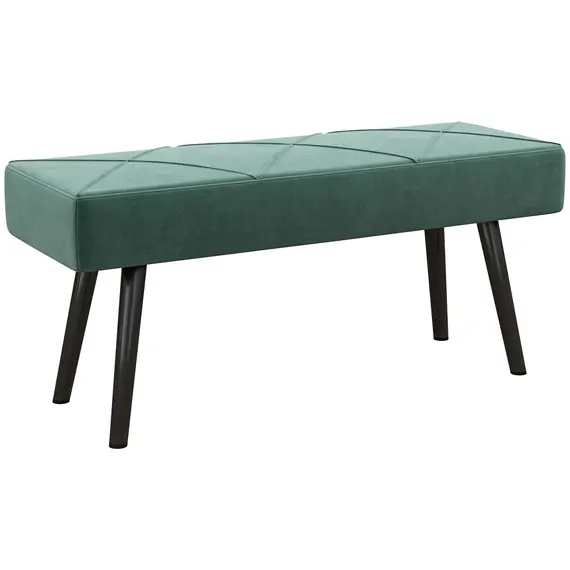 Buy End of Bed Bench with X-Shape Design and Steel Legs, Upholstered Hallway Bench for Bedroom, Green