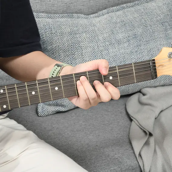 Buy SPORTNOW 6 String Electric Guitar, Right Handed, with 20w Amp, Digital Tuner, Spare Strings, Picks, Shoulder Strap, and Case Bag, Black Green, 8 image