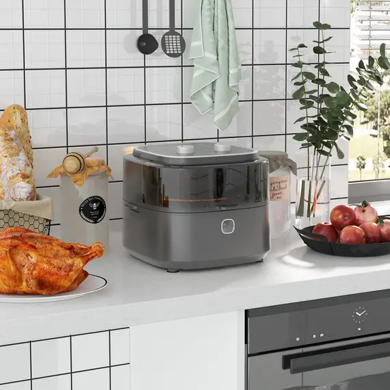 Buy Family Air Fryer with Rapid Air Circulation and Recipes, 6.5L Oil Free Airfryer with 60-Minute Timer, Adjustable Temperature, 2 image