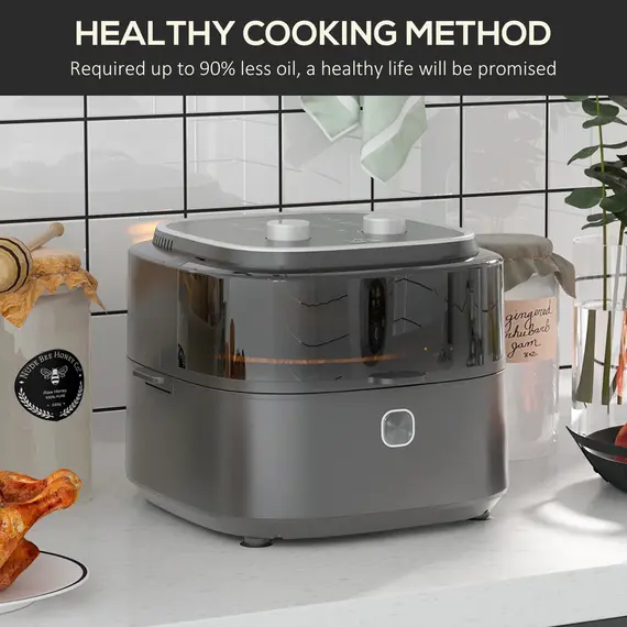 Buy Family Air Fryer with Rapid Air Circulation and Recipes, 6.5L Oil Free Airfryer with 60-Minute Timer, Adjustable Temperature, 5 image