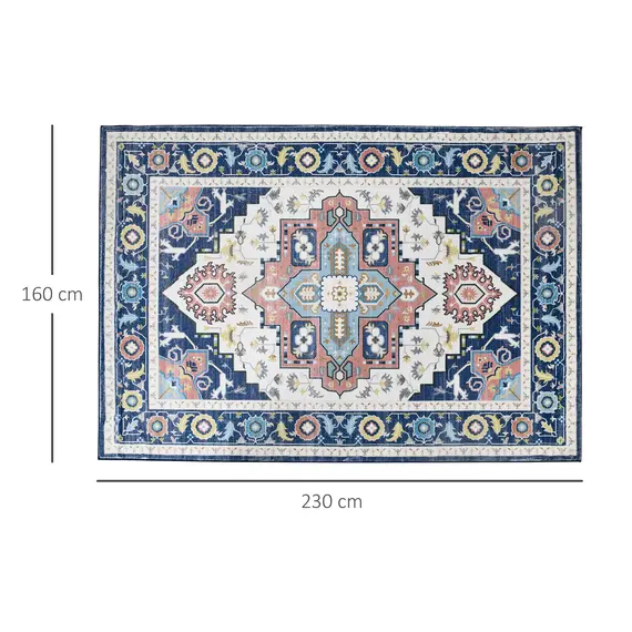Buy Vintage Persian Rugs, Boho Bohemian Area Rugs Large Carpet for Living Room, Bedroom, Dining Room, 160x230 cm, Blue, 3 image