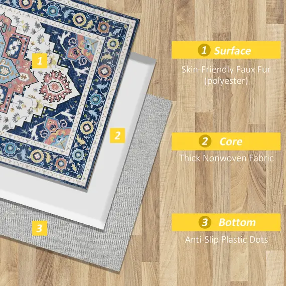 Buy Vintage Persian Rugs, Boho Bohemian Area Rugs Large Carpet for Living Room, Bedroom, Dining Room, 160x230 cm, Blue, 5 image