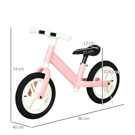 Buy 12" Kids Balance Bike, No Pedal Training Bike for Children with Adjustable Seat, 360В° Rotation Handlebars - Pink, 3 image