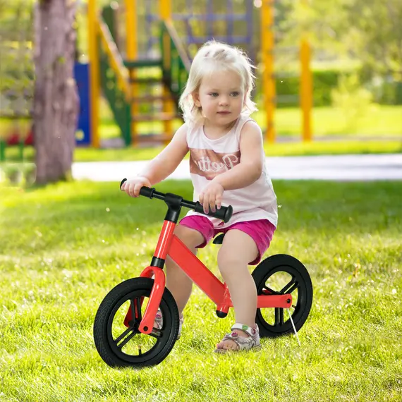 Buy 12" Kids Balance Bike, No Pedal Training Bike for Children with Adjustable Seat, 360В° Rotation Handlebars - Red, 2 image