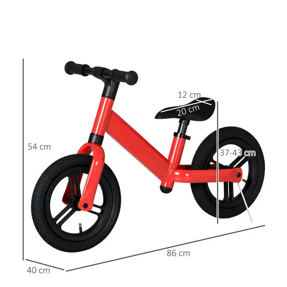 Buy 12" Kids Balance Bike, No Pedal Training Bike for Children with Adjustable Seat, 360В° Rotation Handlebars - Red, 3 image