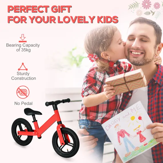 Buy 12" Kids Balance Bike, No Pedal Training Bike for Children with Adjustable Seat, 360В° Rotation Handlebars - Red, 6 image