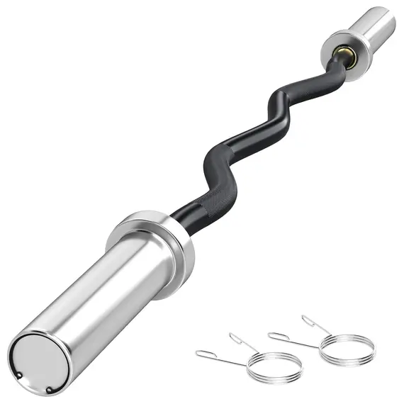 Buy 120cm EZ Barbell Bar for 5cm Weight Plates, with Spring Clips, 8kg