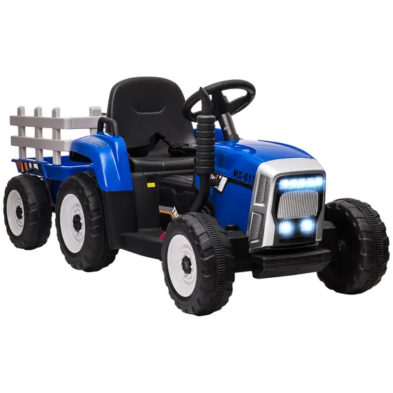 Buy Ride On Tractor, Battery Powered Electric Car, with Detachable Trailer, Remote Control, Music - Blue