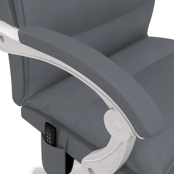 Buy Vinsetto Vibration Massage Office Chair with Heat, Faux Leather Computer Chair with Footrest, Armrest, Reclining Back, Double-tier Padding, Charcoal Grey, 8 image