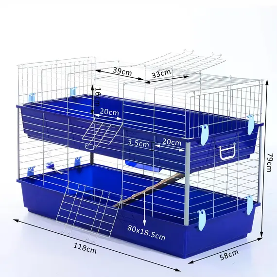 Buy PawHut Small Animal Hutch, size (118 x 79 x 58cm), 3 image