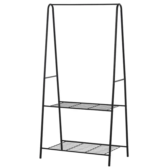 Buy Metal Clothes Rack Coat Garment Hanger Hallway Organiser Hanging Rail Stand 2-tier Shoe Shelving A Shaped 77L x 45W x 153H cm Black