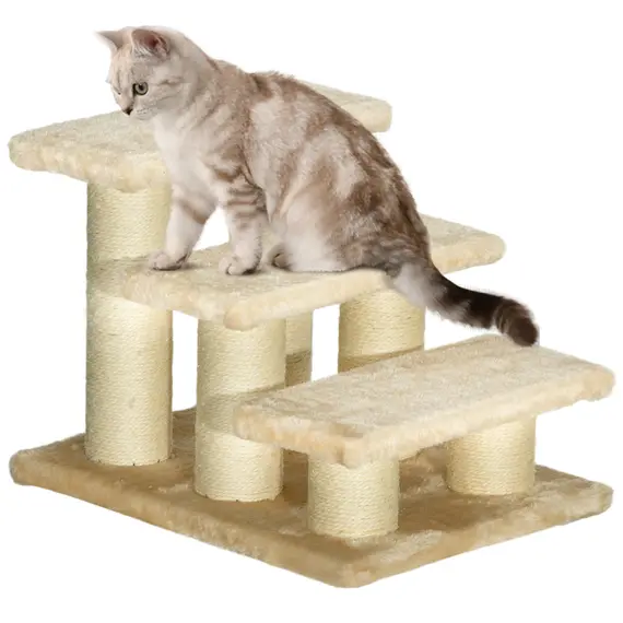 Buy Pet Stairs 3-step Pet Ladder Cat dog Stairs Climb Ladder Cat Tree, Beige