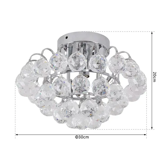 Buy HOMCOM Crystal Ceiling Lamp Chandelier Hallway Flush Mount Pendant 3 Light Ð¤30cm Silver, 3 image