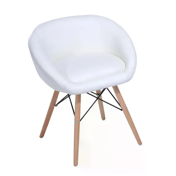 Buy HOMCOM Faux Leather Lounge Chair W/Solid Wooden Legs-White