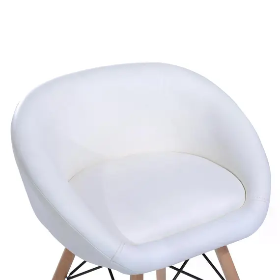 Buy HOMCOM Faux Leather Lounge Chair W/Solid Wooden Legs-White, 7 image