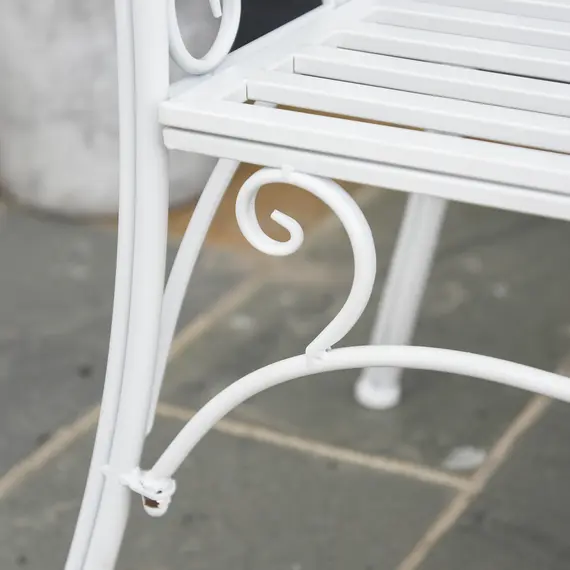 Buy Outsunny Bench Garden Chair Outdoor Indoor Patio 2 Seater Loveseat Metal Furniture White, 7 image