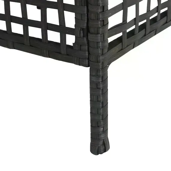 Buy Outsunny Rattan Coffee End Table W/ Glass 60Lx60Wx33H cm-Black, 7 image