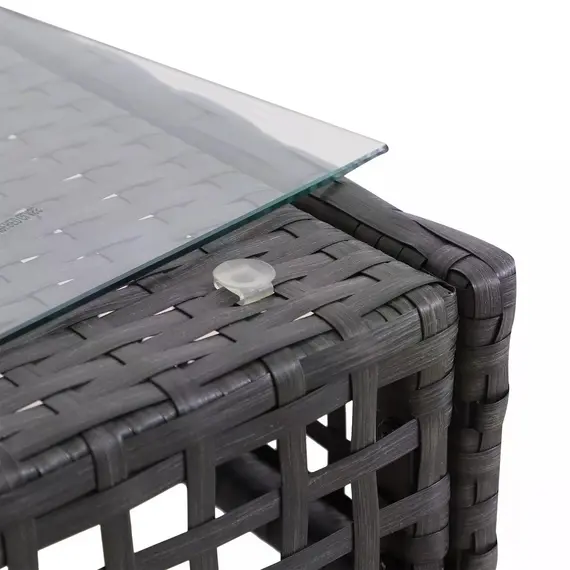 Buy Outsunny Rattan Coffee End Table W/ Glass 60Lx60Wx33H cm-Black, 8 image