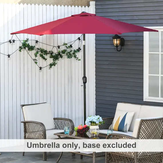Buy Outsunny Wine Red 9ft Aluminum Sun Shade Pole Patio Umbrella  Outdoor Market CafÃ© Yard Gazebo Cover, 2 image