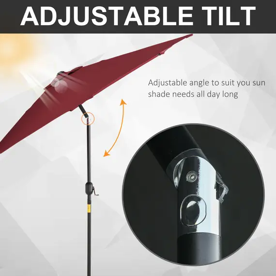 Buy Outsunny Wine Red 9ft Aluminum Sun Shade Pole Patio Umbrella  Outdoor Market CafÃ© Yard Gazebo Cover, 4 image