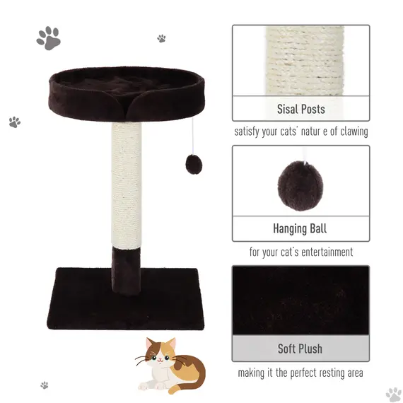 Buy PawHut Cat Tree Scratching Post Furniture Pet Play Area Activity Center Kitten Climbers Climbing Exercise w/ Hanging Toy & Cushion-Brown, 5 image