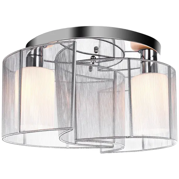 Buy Modern Chandelier, Semi-Flush Mount Ceiling Light with 2 Light, E27 Bulb Base for Hallway, Dining Room, Living Room, White and Silver
