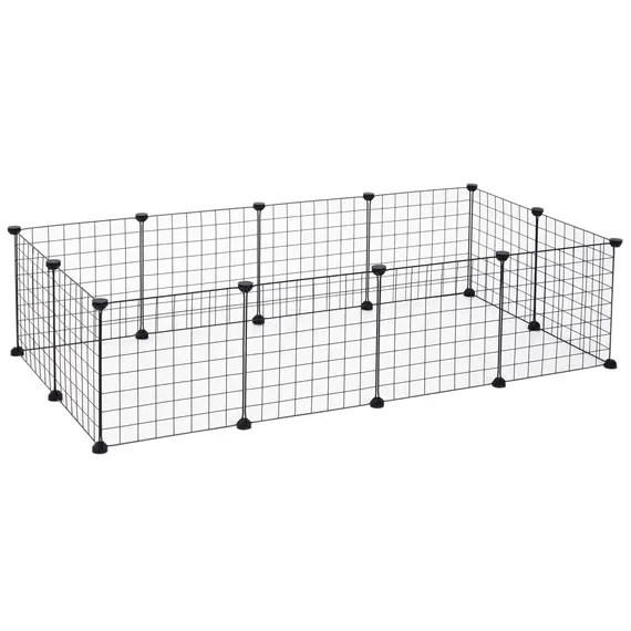 Buy DIY Pet Playpen Metal Wire Fence 12 Panel Enclosure Indoor Outdoor Guinea Pig Bunny Small Animals Cage Black