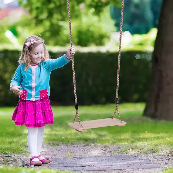 Buy Wooden Garden Swing Seat Outdoor Pine Wood Swing Chair Adults & Kids Adults, 2 image