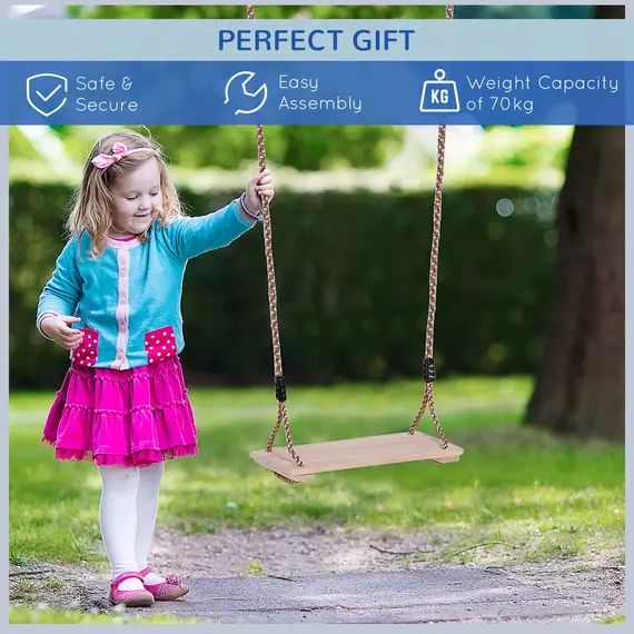 Buy Wooden Garden Swing Seat Outdoor Pine Wood Swing Chair Adults & Kids Adults, 3 image