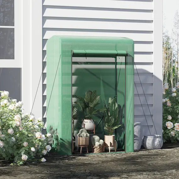 Buy Outdoor PE Greenhouse Steel Frame Plant Cover with Zipper 100L x 50W x 150HCM - Green, 9 image