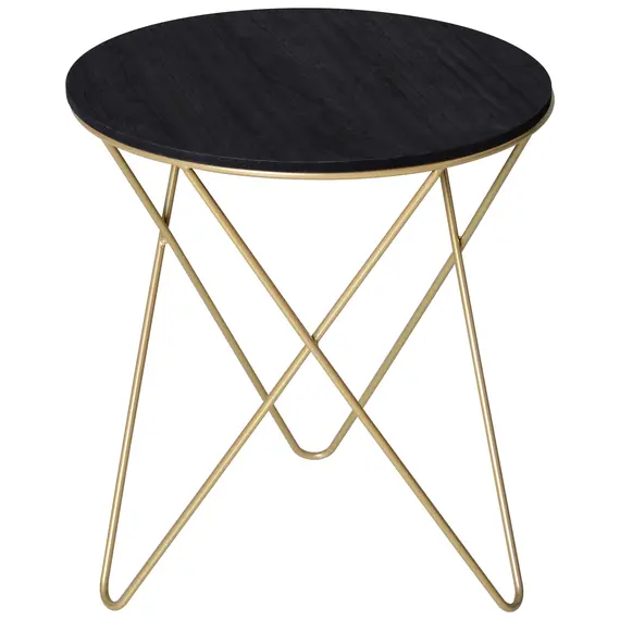 Buy Wooden Metal Round Coffee Table Sofa End Side Bedside Table Modern Style Living Room Decor  - Black Gold Color (Î¦43cm)