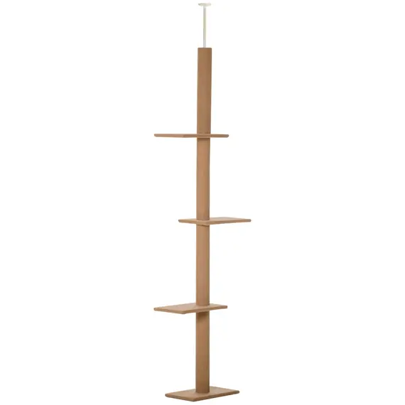 Buy 260cm Floor To Ceiling Cat Tree for Indoor Cats w/ Three Platforms Activity Centre - Brown