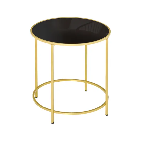 Buy Round Side Table Morden Coffee Tables with Gold Metal Base, Table with Tempered Glass Tabletop, for Living Room, Bedroom, dining room