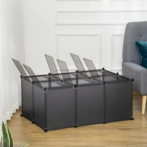 Buy DIY Pet Playpen with Door Bottom 22 Panels Small Animal Cage for Guinea Pigs, Rabbit, Chinchilla, Grey, 8 image