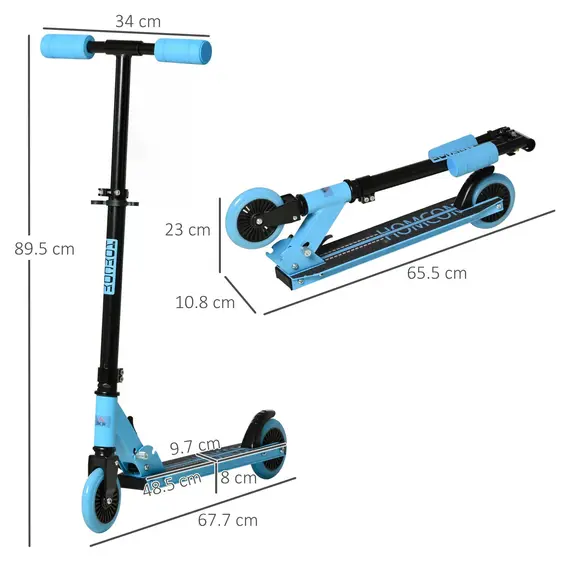 Buy Scooter for Kids Toddler Foldable Kick Scooter with Adjustable Height Brake for Boys and Girls 3-8 Years Aluminium Blue, 3 image