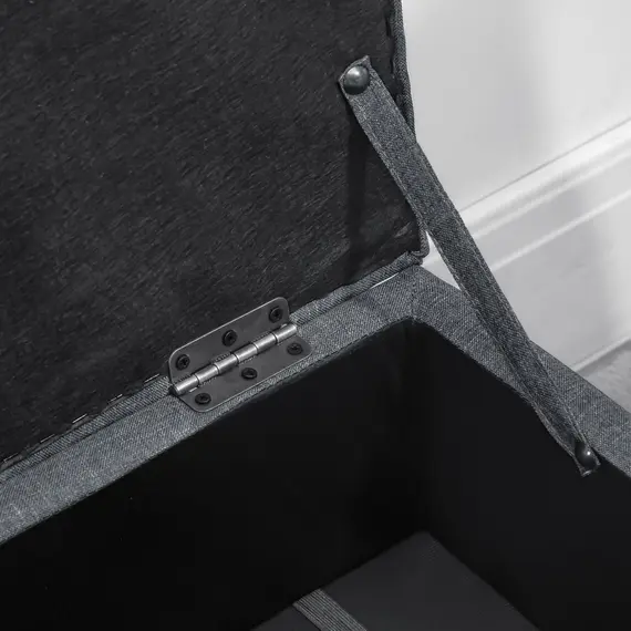 Buy Linen Storage Ottoman Padded Footstool with Rubberwood Legs Ideal for Toy Box, Bed End, Shoe Bench, Seating, 8 image
