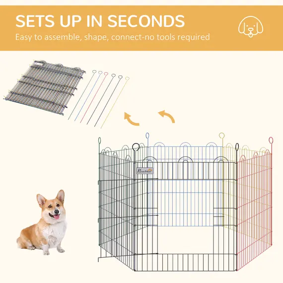 Buy Pet Playpen Hexagon Dog Puppy Pen Crate Kennel Exercise Fence w/ Door Metal Indoor & Outdoor, 4 image