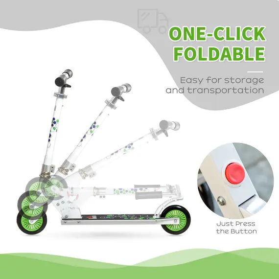 Buy Toddler Scooter for Boys and Girls 3-8 Years, One-Click Foldable Kick Scooter with Adjustable Height Brake  Aluminium, White, 4 image
