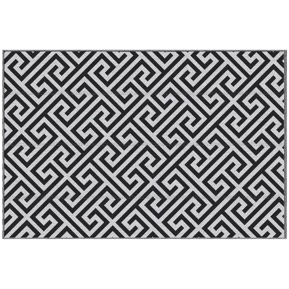 Buy 152 x 243 cm(5x 8ft) Outdoor Rug Reversible Mat Plastic Straw Rug Portable RV Camping Mat for Garden Deck Picnic Indoor, Black & White
