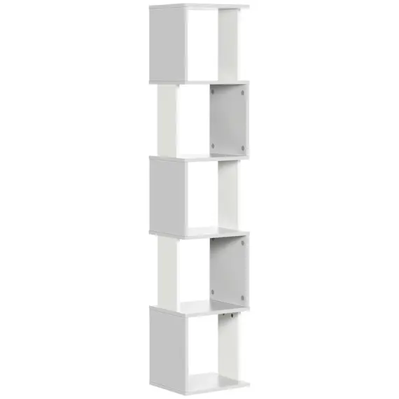 Buy Modern 5-Tier Bookshelf, Freestanding Bookcase Storage Shelving for Living Room Home Office Study, White and Light Grey
