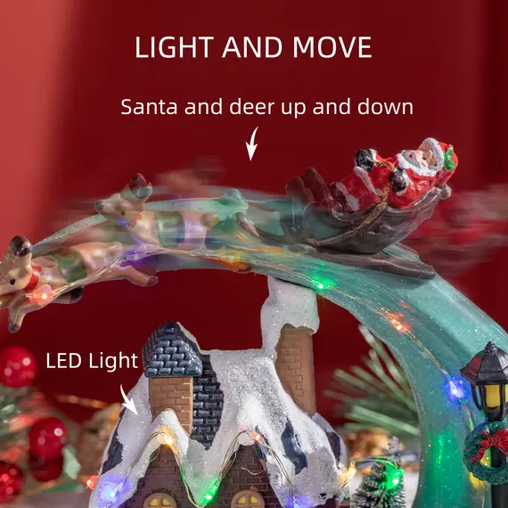Buy Fountain Christmas Village, Santa and Deer Animated Winter Wonderland Set with Multicoloured LED Light, Plug-In Christmas Decoration, 6 image