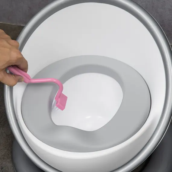 Buy Kids Potty Training Toilet with Brush, Mini Size Training Seat with Removable Inner Pot, Splash Guard, Non-slip Mat, White, 7 image