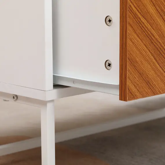 Buy Modern Coffee Table, Rectangular Cocktail Table with Drawers and Open Storage Compartment, Metal Legs for Living Room, 9 image