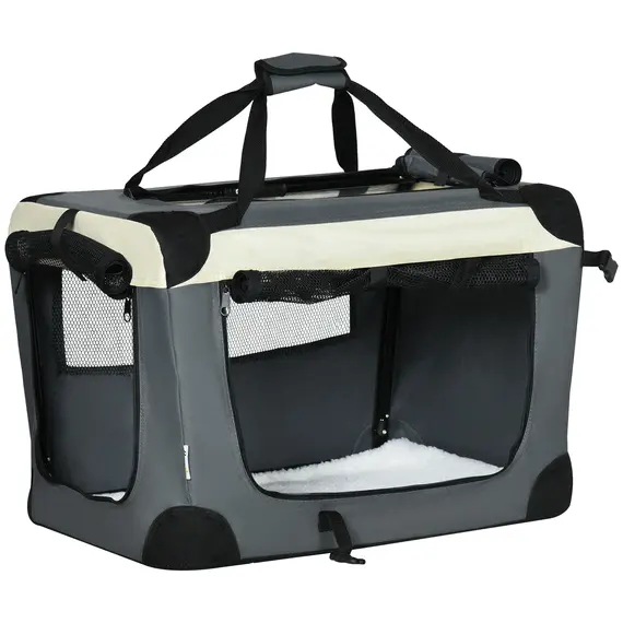 Buy 60cm Foldable Pet Carrier, with Cushion, for Miniature Dogs and Cats - Grey