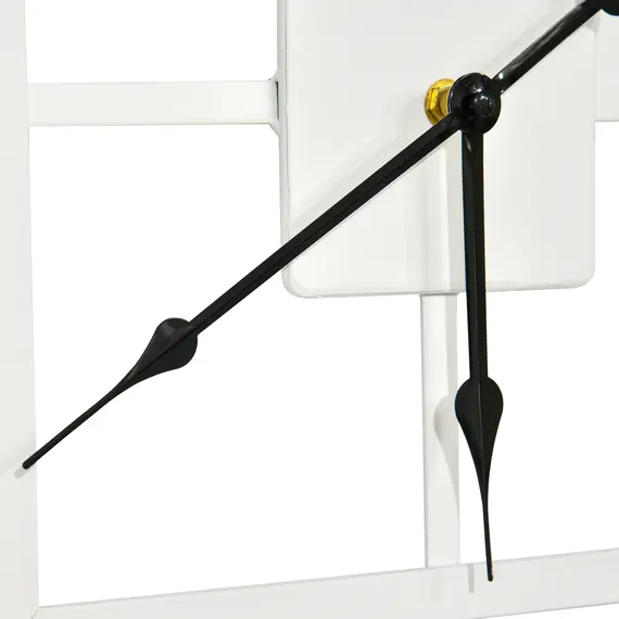 Buy Vintage Large Wall Clock with Roman Numerals, 60cm/24 Inch Silent Non Ticking Metal Wood Clocks for Living Room Kitchen, Distressed White, 8 image