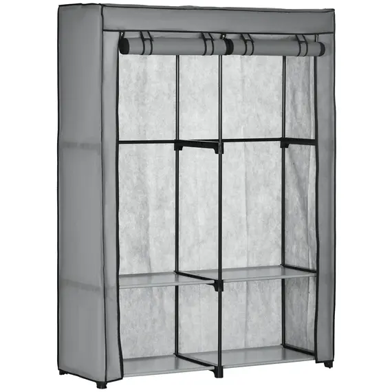 Buy Steel Frame Fabric Wardrobe, with Rail and Shelves - Light Grey