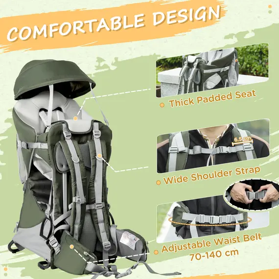 Buy Hiking Backpack Carrier with Removable Small Bag, Outdoor Child Carrier with Stand, Rain Cover, Sunshade Shield, Adjustable Waist Belt, 4 image