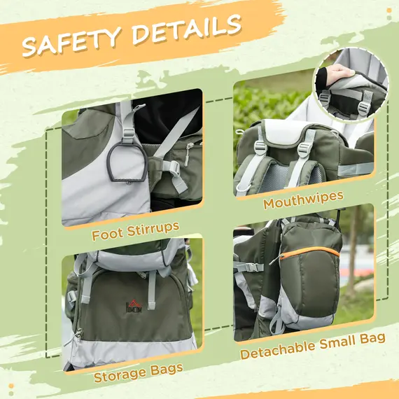 Buy Hiking Backpack Carrier with Removable Small Bag, Outdoor Child Carrier with Stand, Rain Cover, Sunshade Shield, Adjustable Waist Belt, 7 image